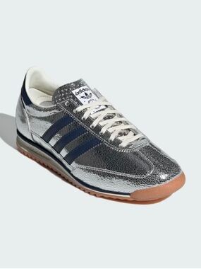 adidas Metallic Silver & Navy Retro Running Sneaker